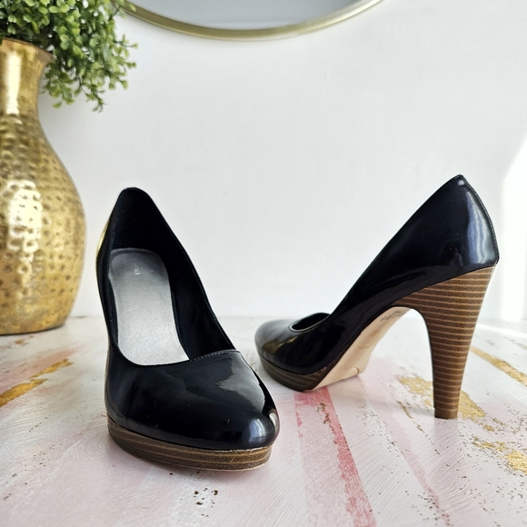 FIONI Women's Black Patent Faux Leather High Heel Stiletto Platform Pumps 7.5 - Picture 14 of 16